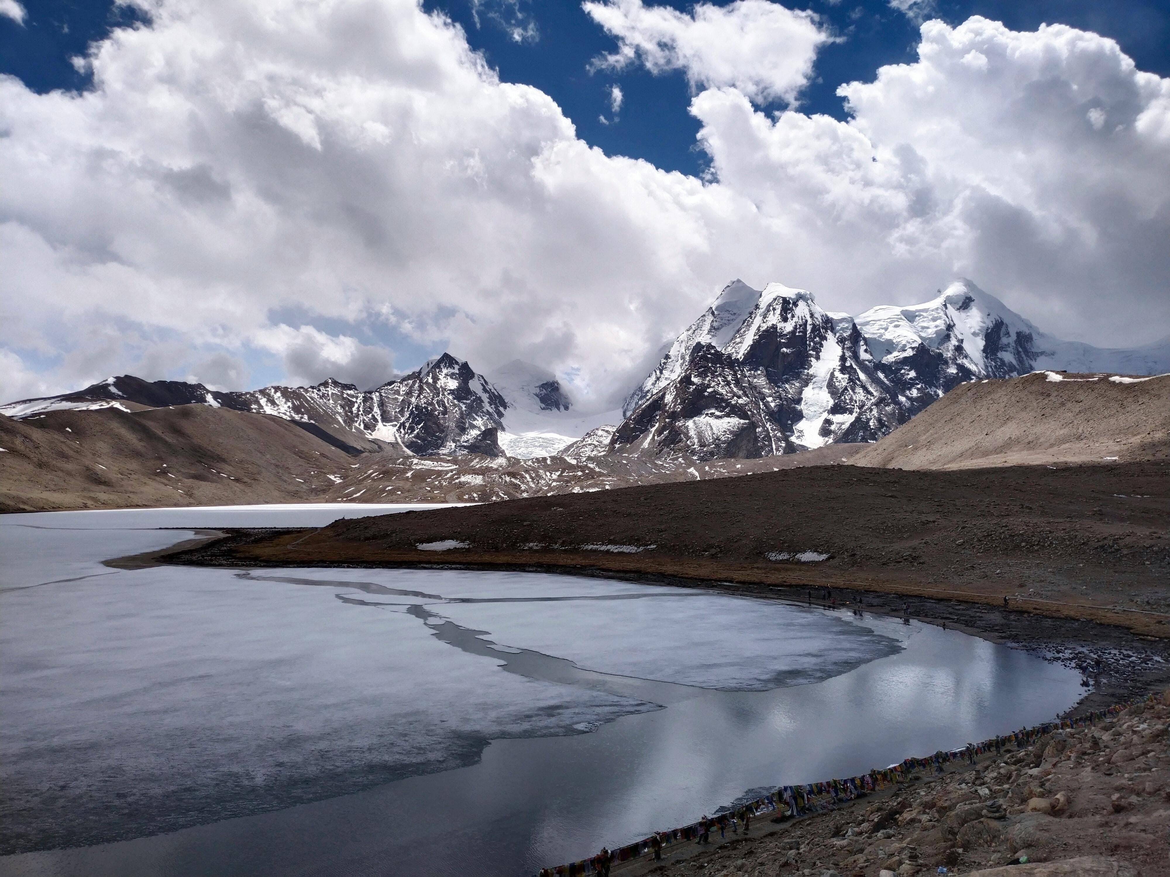 Gurudongmar Lake covered in snow in March 2026 North Sikkim